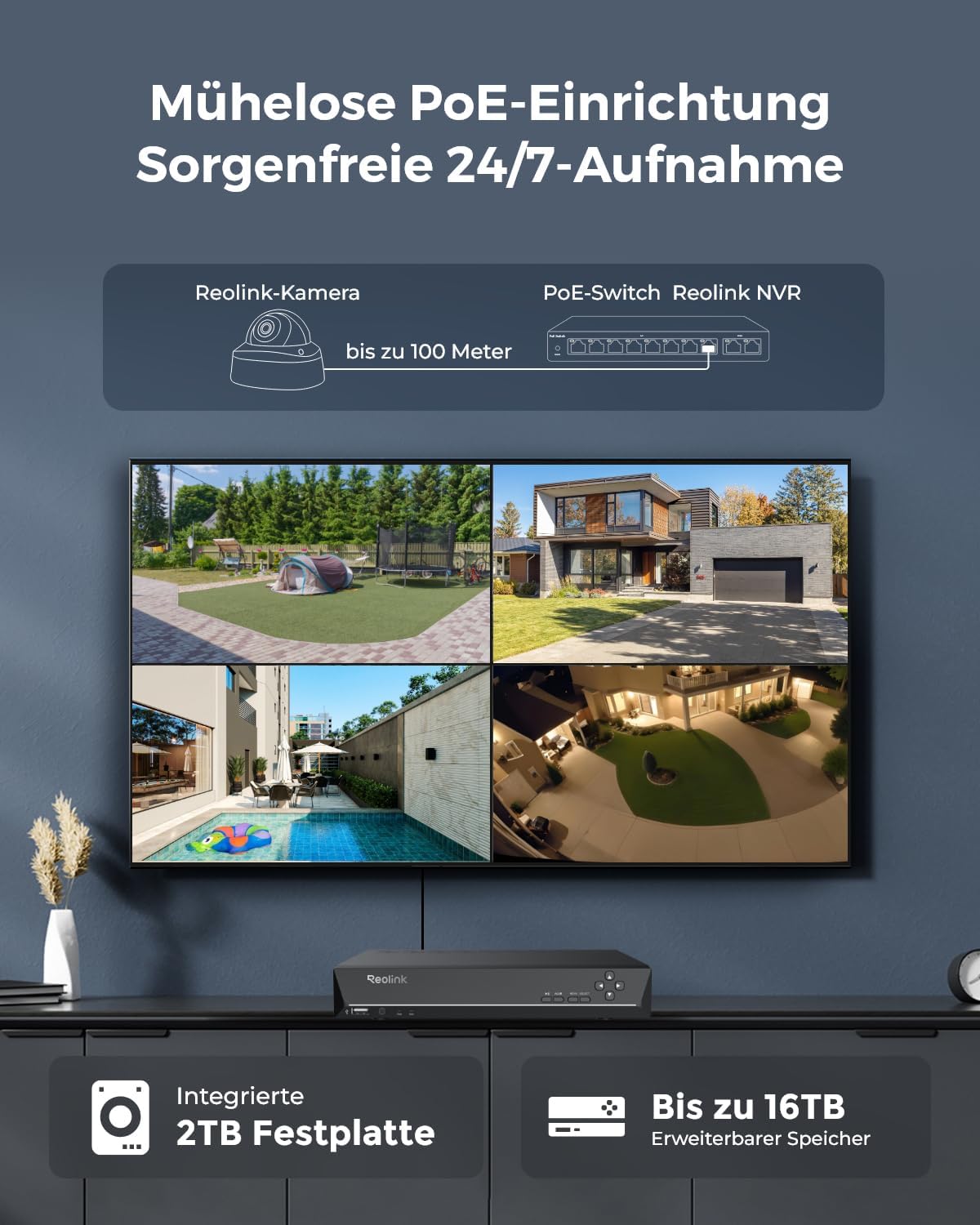 ⚡ Elektro & Technik – Reolink 12MP PoE-Überwachungskamera-Set mit 4x IK10 vandalensicheren Außenkameras, 145° Weitwinkel, Farbnachtsicht, Personen-/Fahrzeug-/Tiererkennung, 2-Wege-Audio, 8CH NVR mit 2TB HDD, RLK8-1200V4 – Bild 6