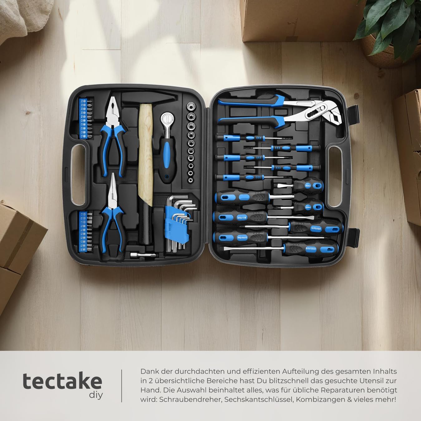 🔥 Angebote & Aktionen – TecTake 402789 Fully Loaded Toolbox with 57 Parts | Complete DIY Household Toolkit | Robust, Lightweight Case – Bild 5