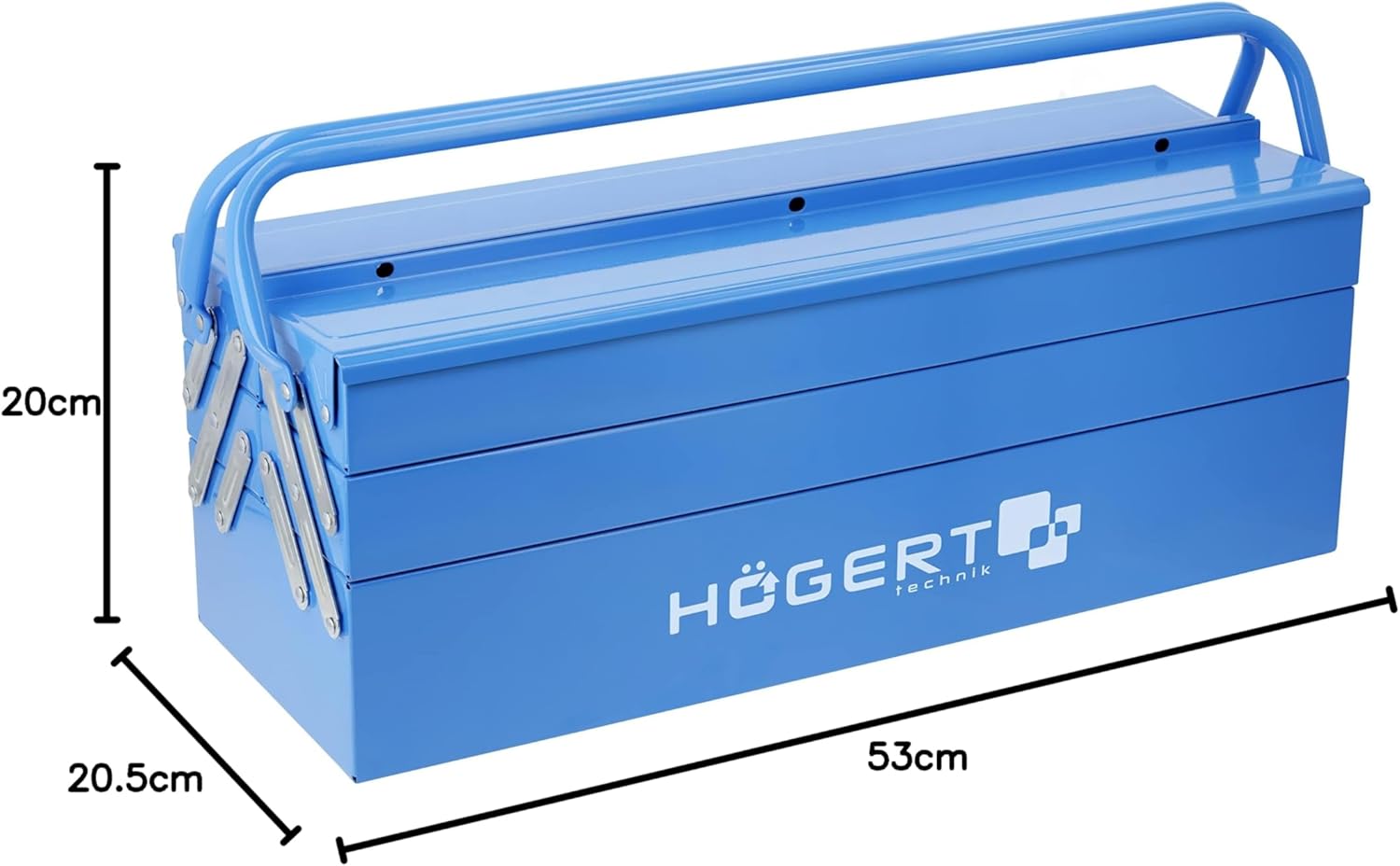 🔥 Angebote & Aktionen – Högert Technik – Werkzeugkasten aus Metall für Werkzeug und Kleinteile - Werkzeugbox / Werkzeugkoffer - 53cmX20.5cmX20cm - Box mit vollständig zugänglichen Fächern - stabiler Koffer – Bild 3