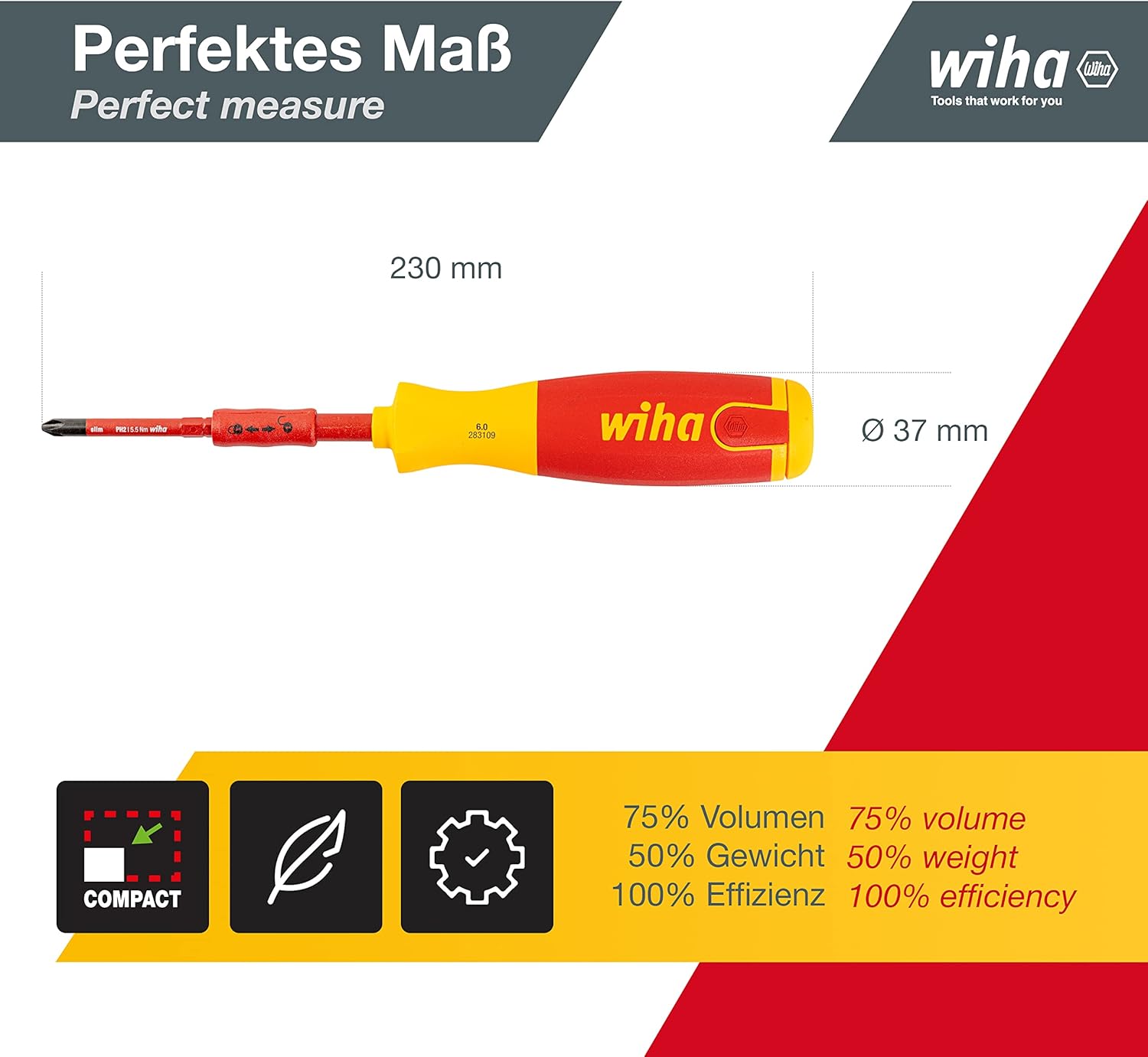 ⚡ Elektro & Technik – Wiha 28369 Klingenschlüssel Drehmoment T 8 x 75 1,3 Nm, 38808 – Bild 5