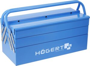 🔥 Angebote & Aktionen – Högert Technik Metal Tool Box for Tools and Small Parts - Tool Box/Tool Box - 45 cm x 20.5 cm x 20 cm - Box with Fully Accessible Compartments - Sturdy Case