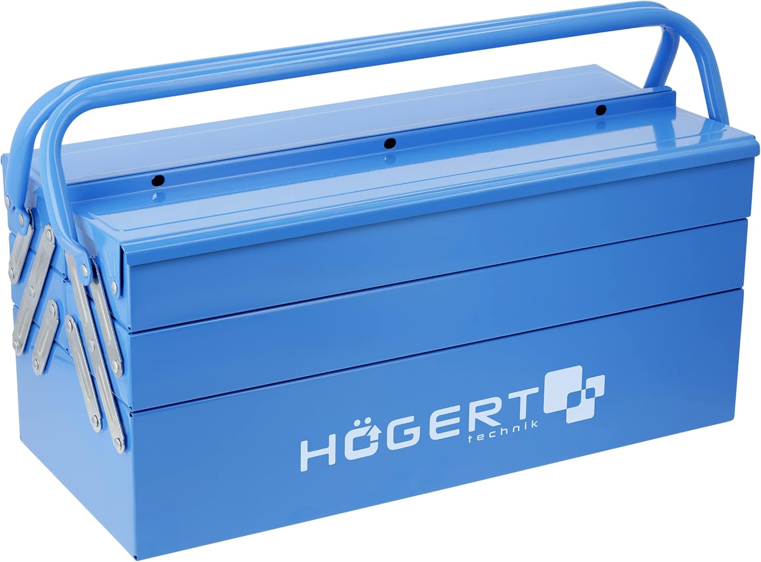 🔥 Angebote & Aktionen – Högert Technik Metal Tool Box for Tools and Small Parts - Tool Box/Tool Box - 45 cm x 20.5 cm x 20 cm - Box with Fully Accessible Compartments - Sturdy Case