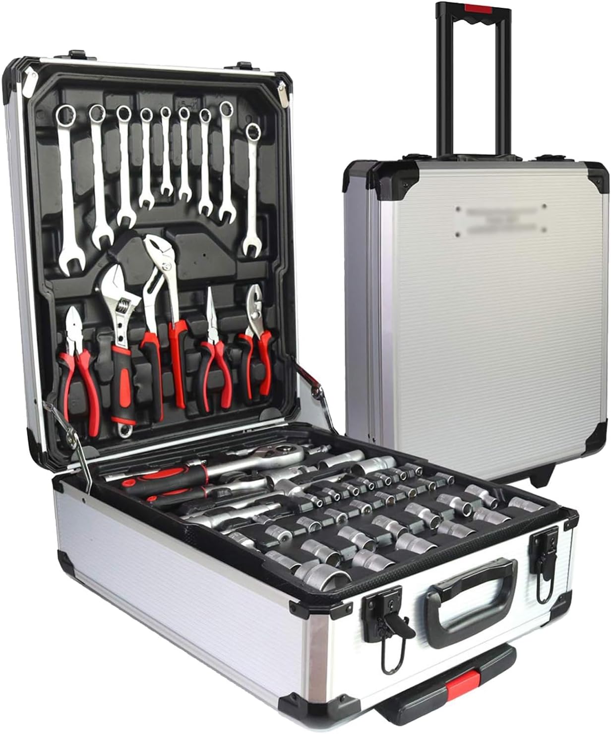 🚗 KFZ & Werkstatt – 187 Piece Tool Set with Rolling Case, Hand Tool Set with Aluminum Trolley Box, Universal Car Repair Tool Kit, Portable Tool Box for Manual Repairs, Daily Home Maintenance