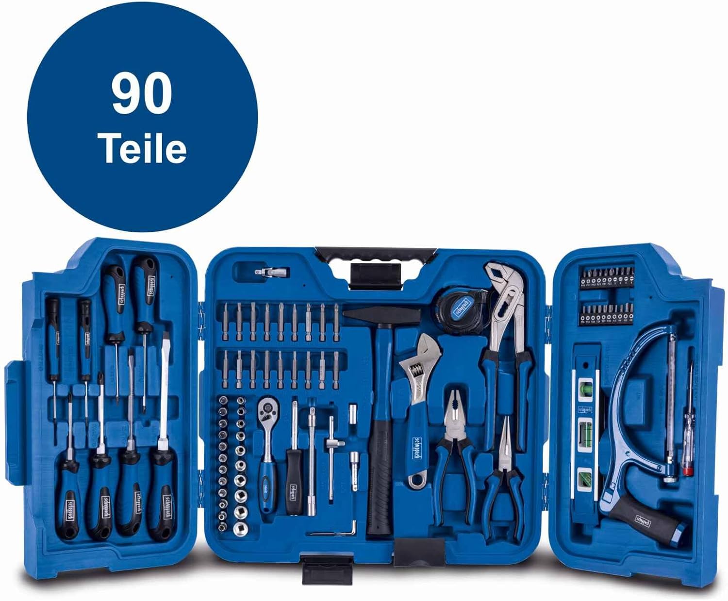 🚗 KFZ & Werkstatt – Scheppach TB99 Tool Box Filled 90-Piece Tool Set | Workshop Case Equipped with Wrench, Hammer, Pliers, Screwdriver, Tool Box Foldable for Workshop and Household – Bild 8