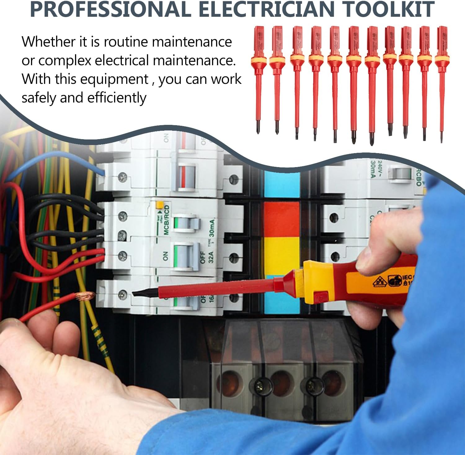 ⚡ Elektro & Technik – 13-teiliges Elektriker-Werkzeugset, Schraubendreher-Set, Isolierung, Elektrowerkzeug, VDE-Schraubendreher-Set, magnetischer Schraubendreher-Satz, Elektriker-Schraubendreher – Bild 5