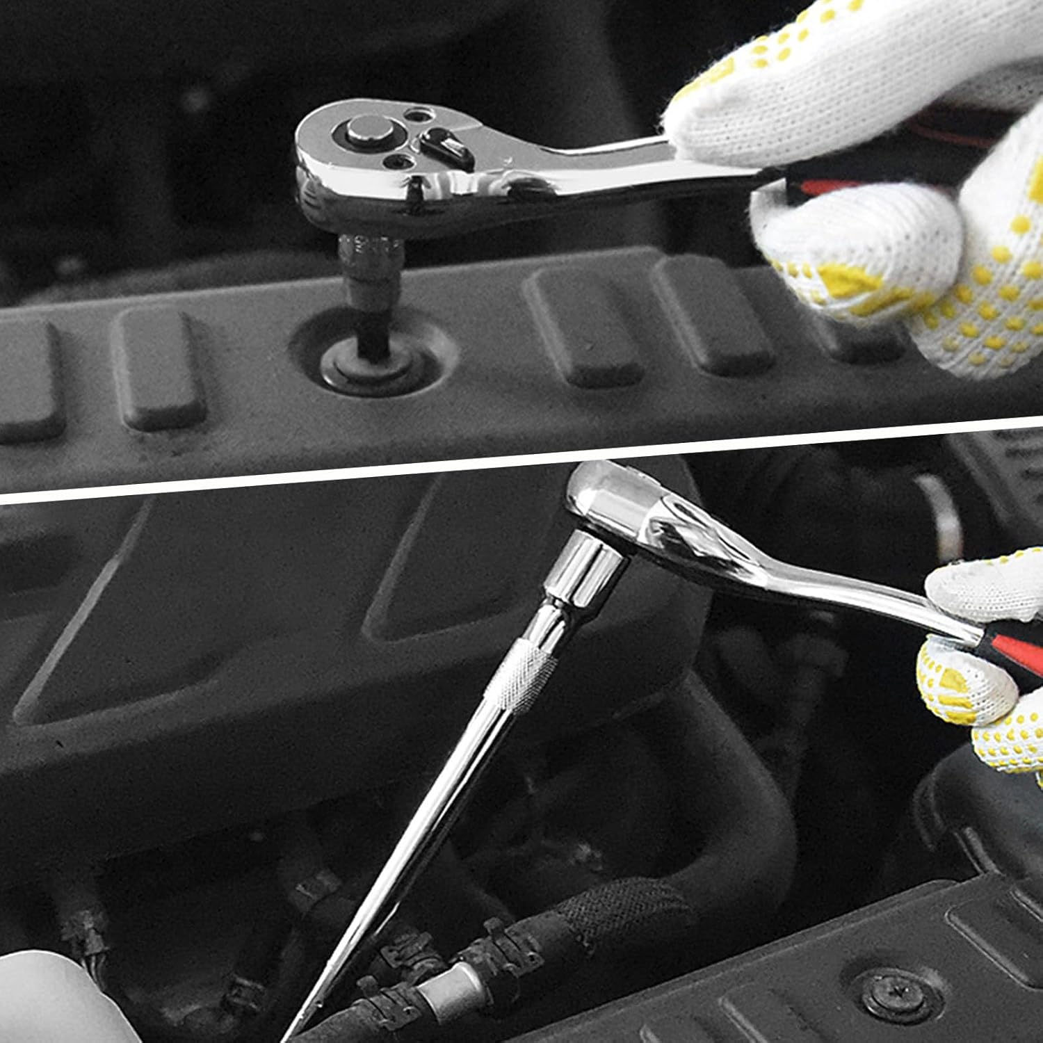 🚗 KFZ & Werkstatt – Socket Spanner Set 216 Pieces Ratchet Box for Car with 1/4 Inch 3/8 Inch and 1/2 Inch Reversible Ratchet, Ratchets, Socket Wrench, Bit Set, Socket Spanner Inserts, Tool Box – Bild 6