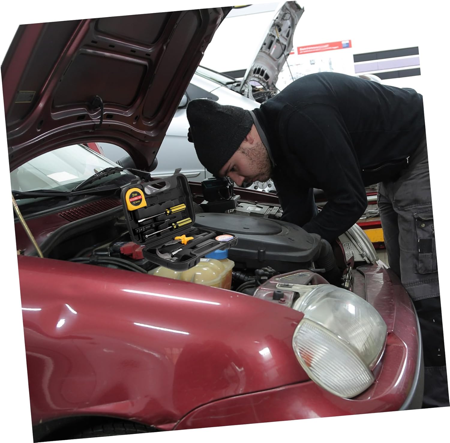 🔥 Angebote & Aktionen – Werkzeugkoffer mit Hammer Schraubendreher Maßband Zange Cutter Robuster Heimwerker Werkzeugkasten für Auto Reparatur und Haushalt Tragbar und Vielseitig Einsetzbar – Bild 7