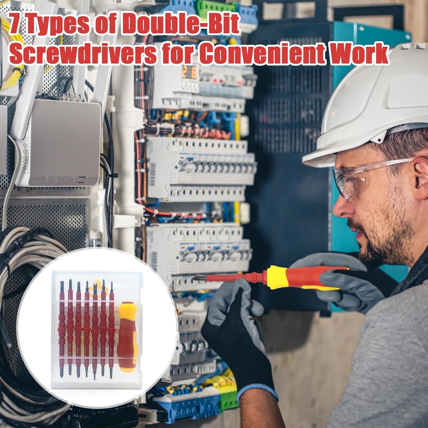 ⚡ Elektro & Technik – TRUEIN 8-teiliges Schraubendreher-Set, VDE-isoliert, Profi-Schraubendreher-Set Elektriker mit Griff, austauschbares Schraubendreher-Set, magnetisch, multifunktionaler Elektriker, langlebiger Schraubendreher – Bild 6