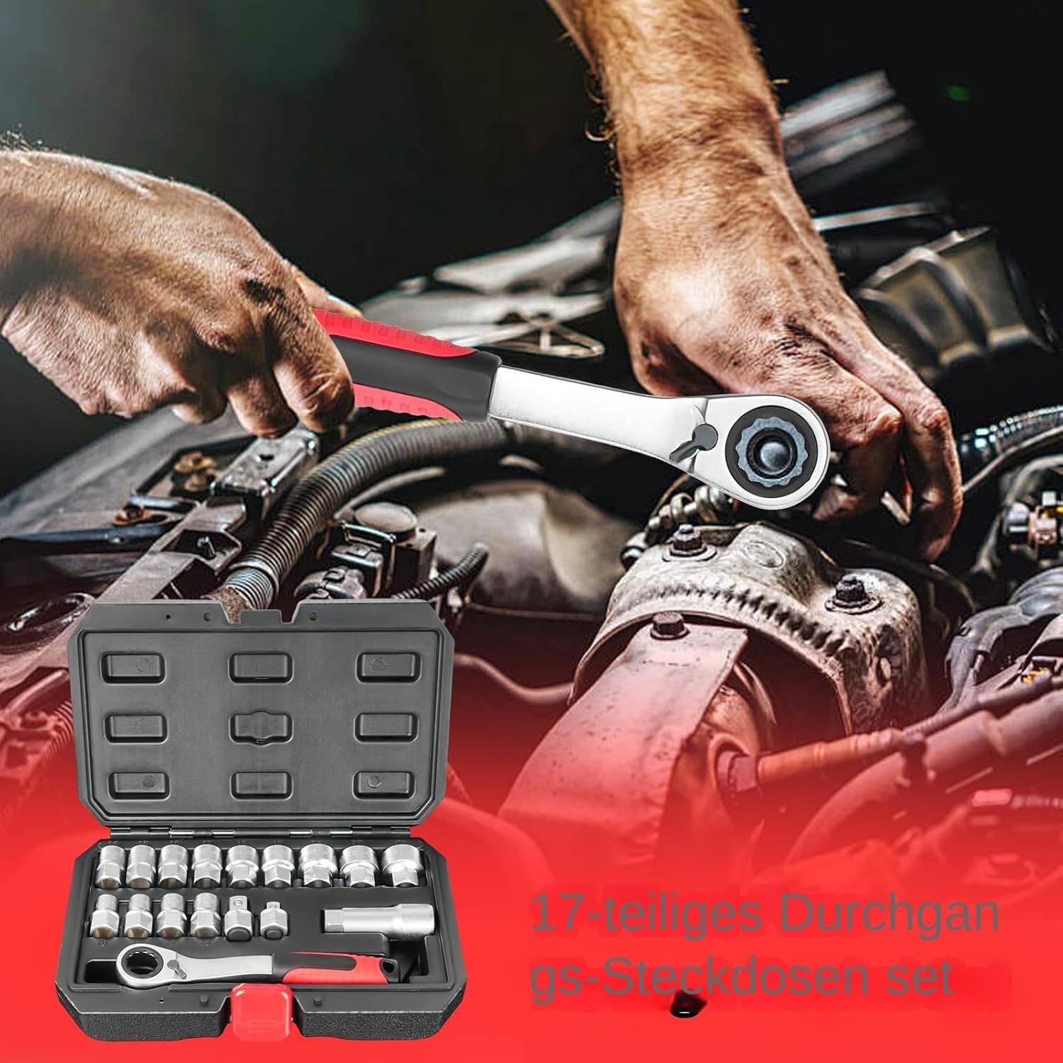 🚗 KFZ & Werkstatt – Generisch Socket Wrench Set, Mechanic Tool Box, Compact Tool Set for Car Maintenance and Electrical Installation – Bild 8