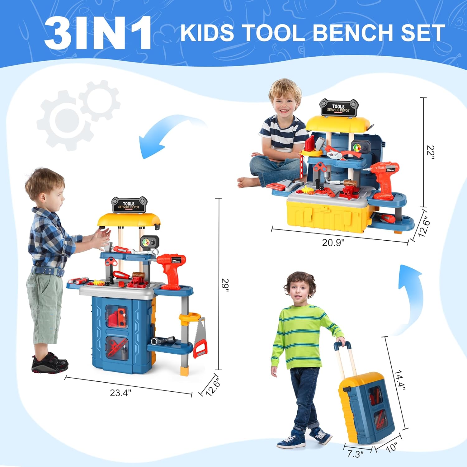 ⚡ Elektro & Technik – 3-in-1-Werkzeugkasten für Kinder, 46-teiliges Werkzeugset Kinder mit elektrischer Spielzeugbohrmaschine, Rollenspielspielzeug, Lernspielgeschenk ab 3 4 5 6 7 Jahren Jungen Mädchen – Bild 2