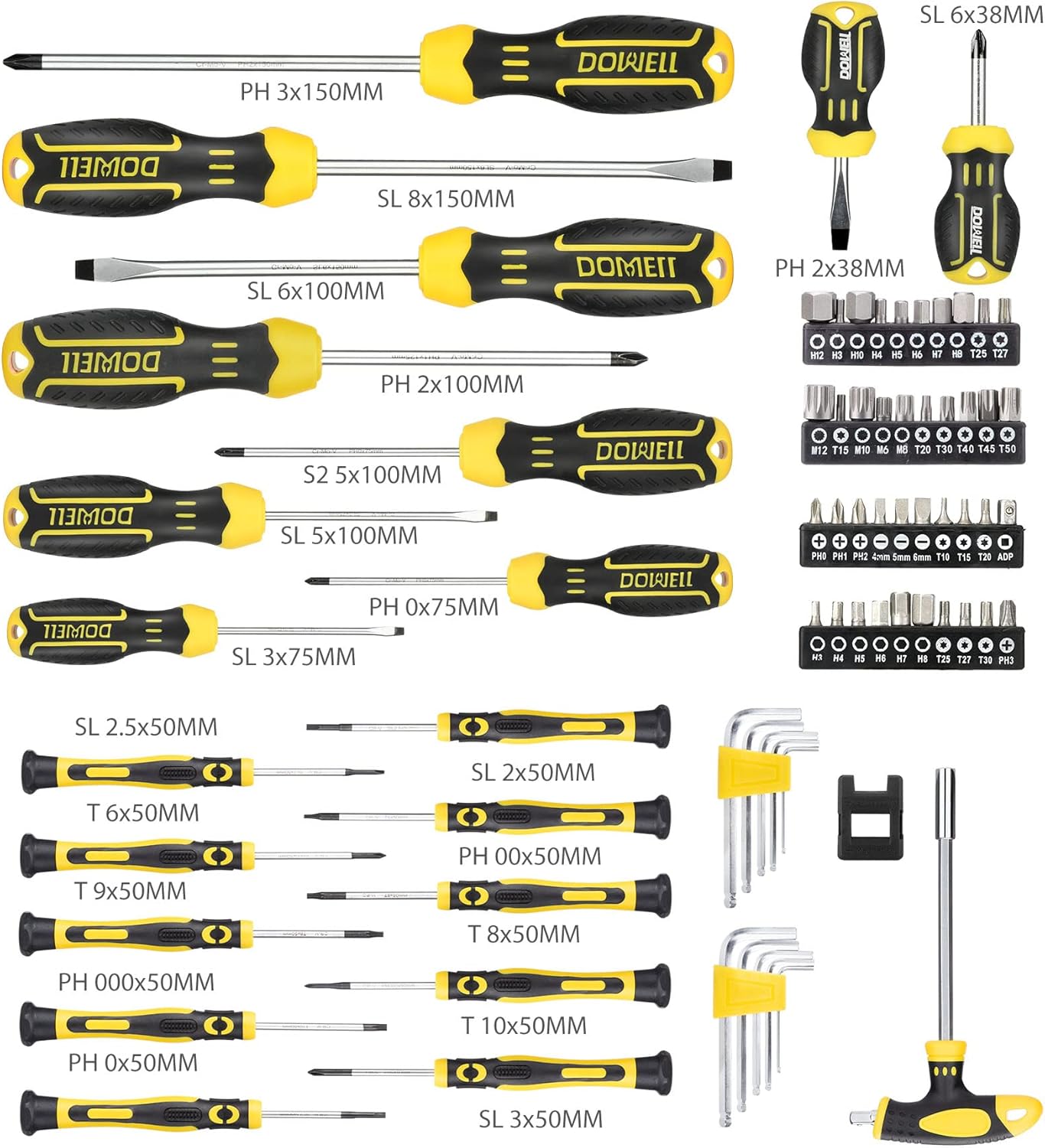 ⚡ Elektro & Technik – DOWELL Magnetischer Schraubendreher-Satz Schlitz/Phillips/Torx, 108-teiliger Stubby-Schraubendreher, Mini-Präzisions-Schraubendreher-Bits-Set – Bild 2