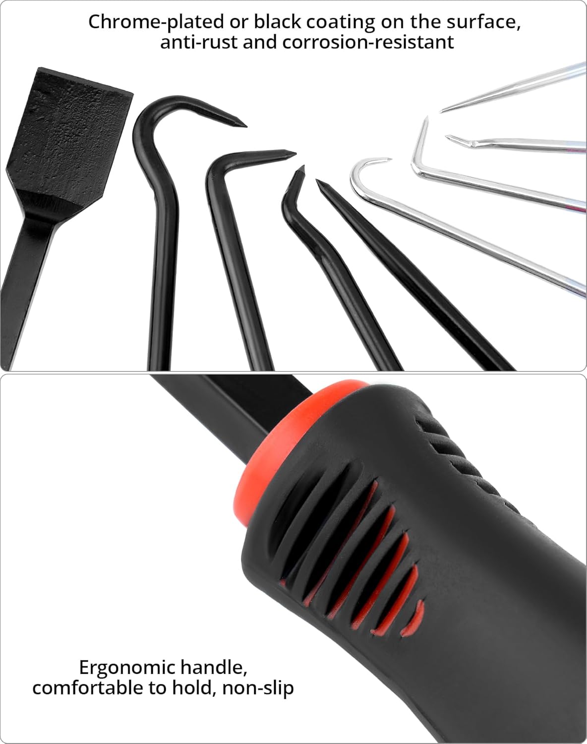 🚗 KFZ & Werkstatt – QWORK® 9-Piece Set with Long Hook and Pimple with Scraper, Seal Disassembly Tool, Car and Electronics Repair Tool Set – Bild 4