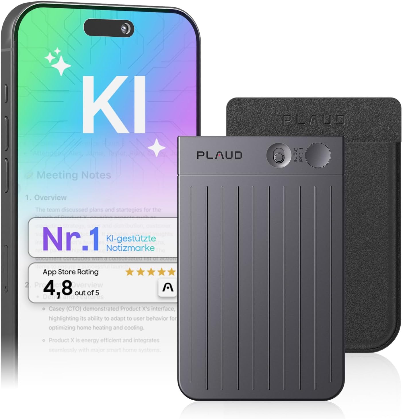 ⚡ Elektro & Technik – PLAUD NOTE AI Digital Voice Recorder, 64 GB Aufnahmegerät mit ChatGPT 4o zum Transkribieren und Zusammenfassen, One-Touch-Aufnahme, Rauschunterdrückung, 30 Stunden Aufnahme für Vorlesungen