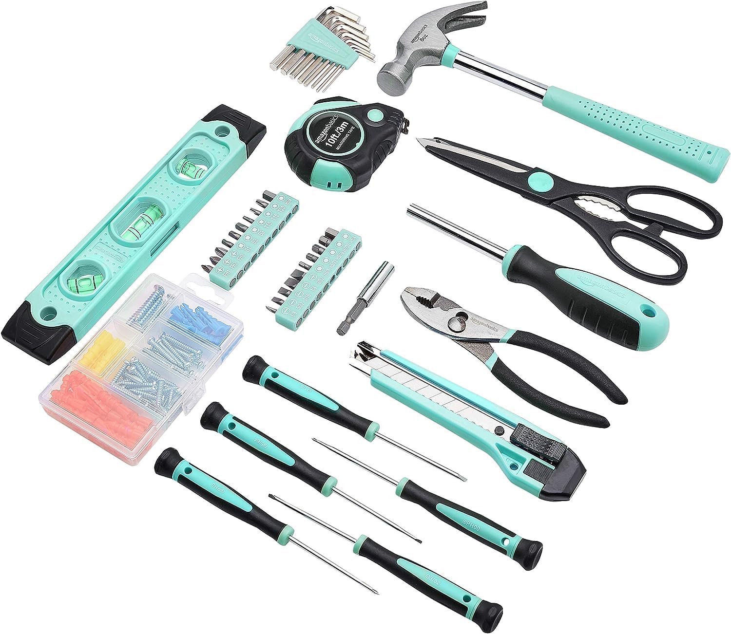 🚗 KFZ & Werkstatt – Amazon Basics 142 Piece Turquoise Household Tool Set with Tool Box 34 x 23.5 x 7.5 cm – Bild 2