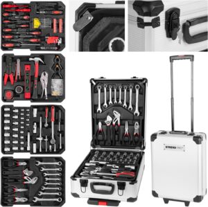 🔥 Angebote & Aktionen – STREND PRO Tool Box Filled 117 Pieces Tool Box - Perfect Hand Tool Set for DIY Tool Suitcase Trolley with Wheels - Car Rollable for Home / Car Repair - Aluminium