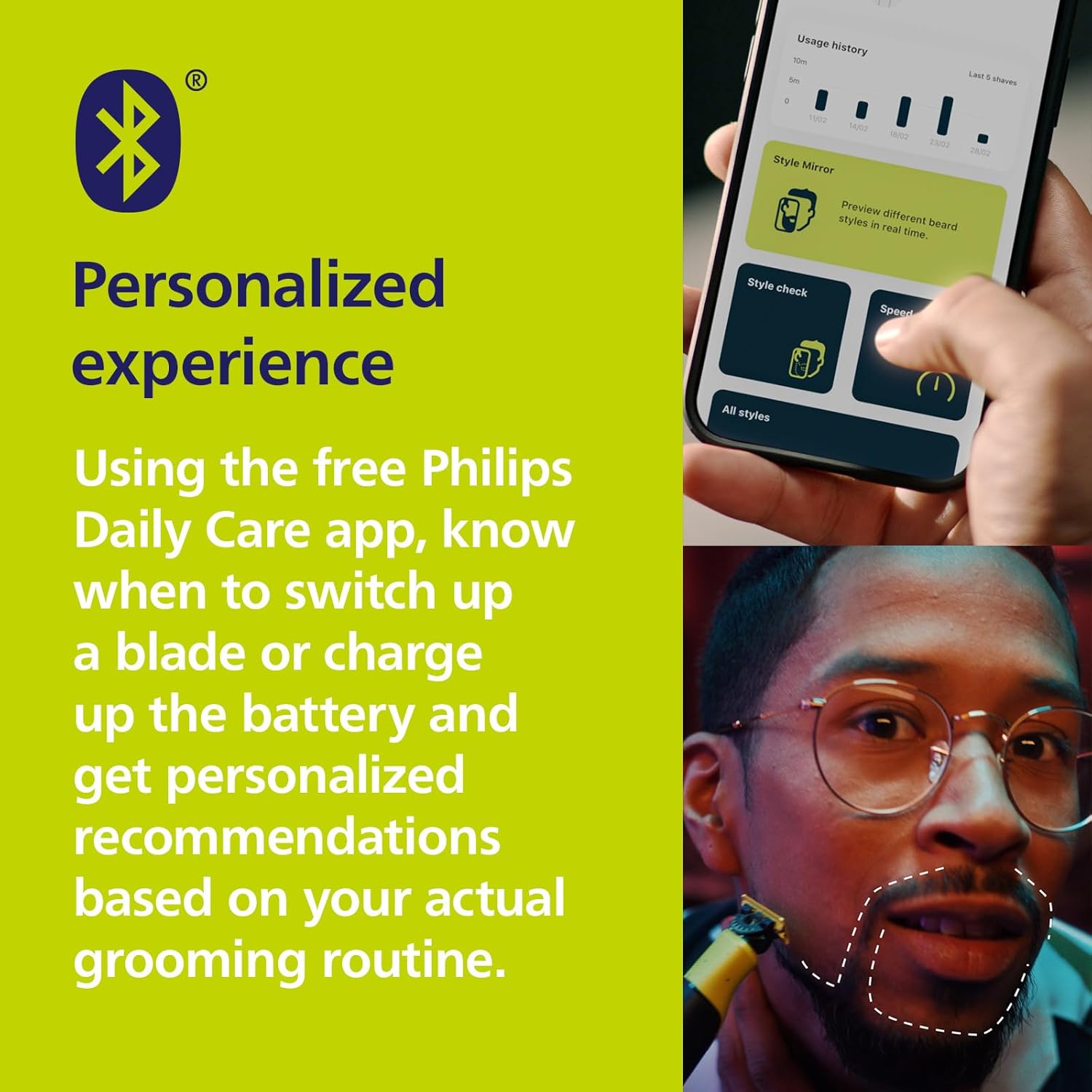 ⚡ Elektro & Technik – Philips OneBlade 360 mit Konnektivität Face+Body, Elektrischer Bartschneider, Rasierer und Body Groomer mit 360-Klingen-Technologie, 360-Klinge, 5in1 verstellbarer Kamm, Body Kit, (Modell QP4631/30) – Bild 8