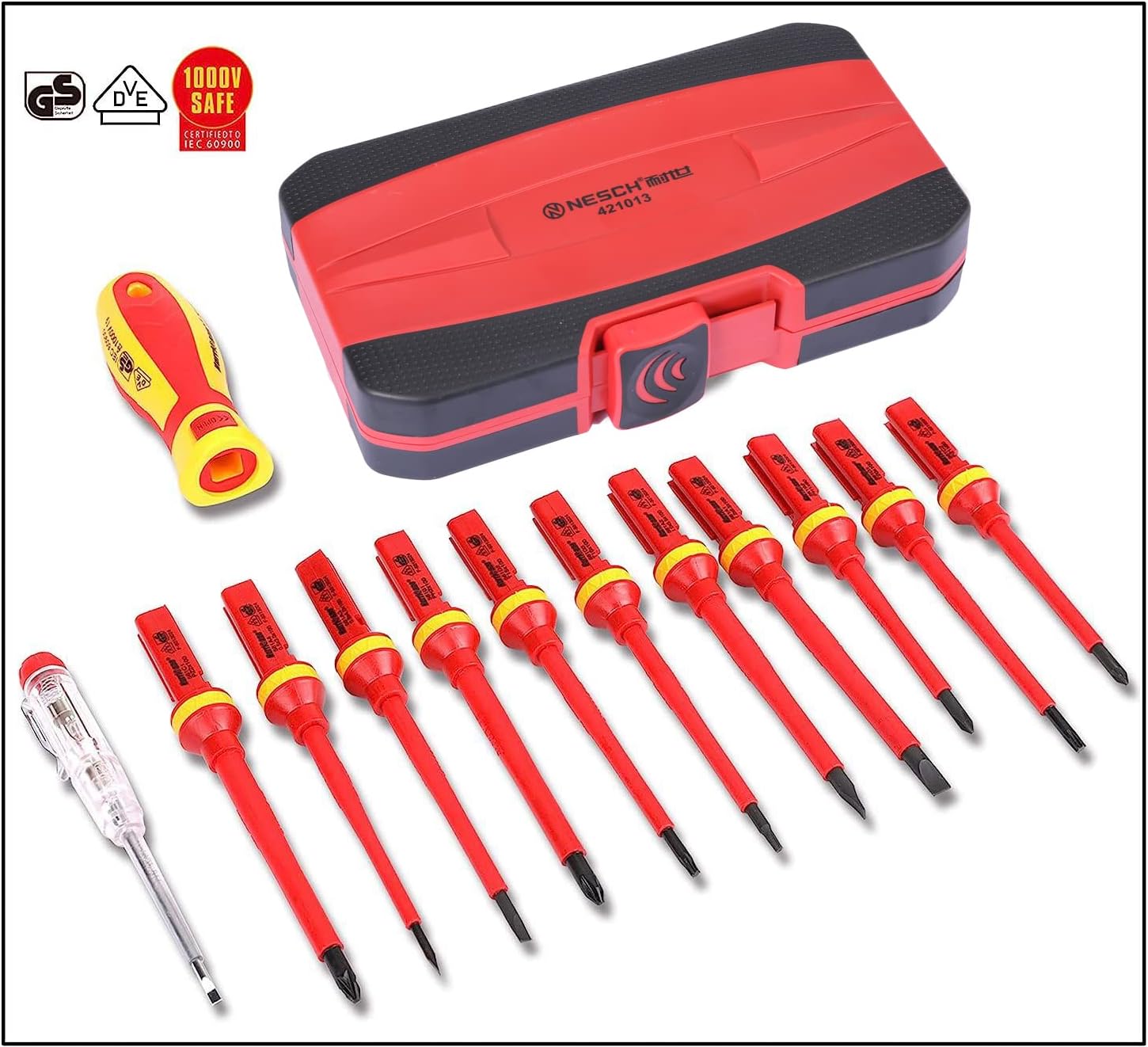⚡ Elektro & Technik – Geevorks 13-teiliges isoliertes Schraubendreher-Set inklusive Spannungsprüfer, TPR-Griff, Schlitz-, PH-, PZ- und T-Set – Bild 9