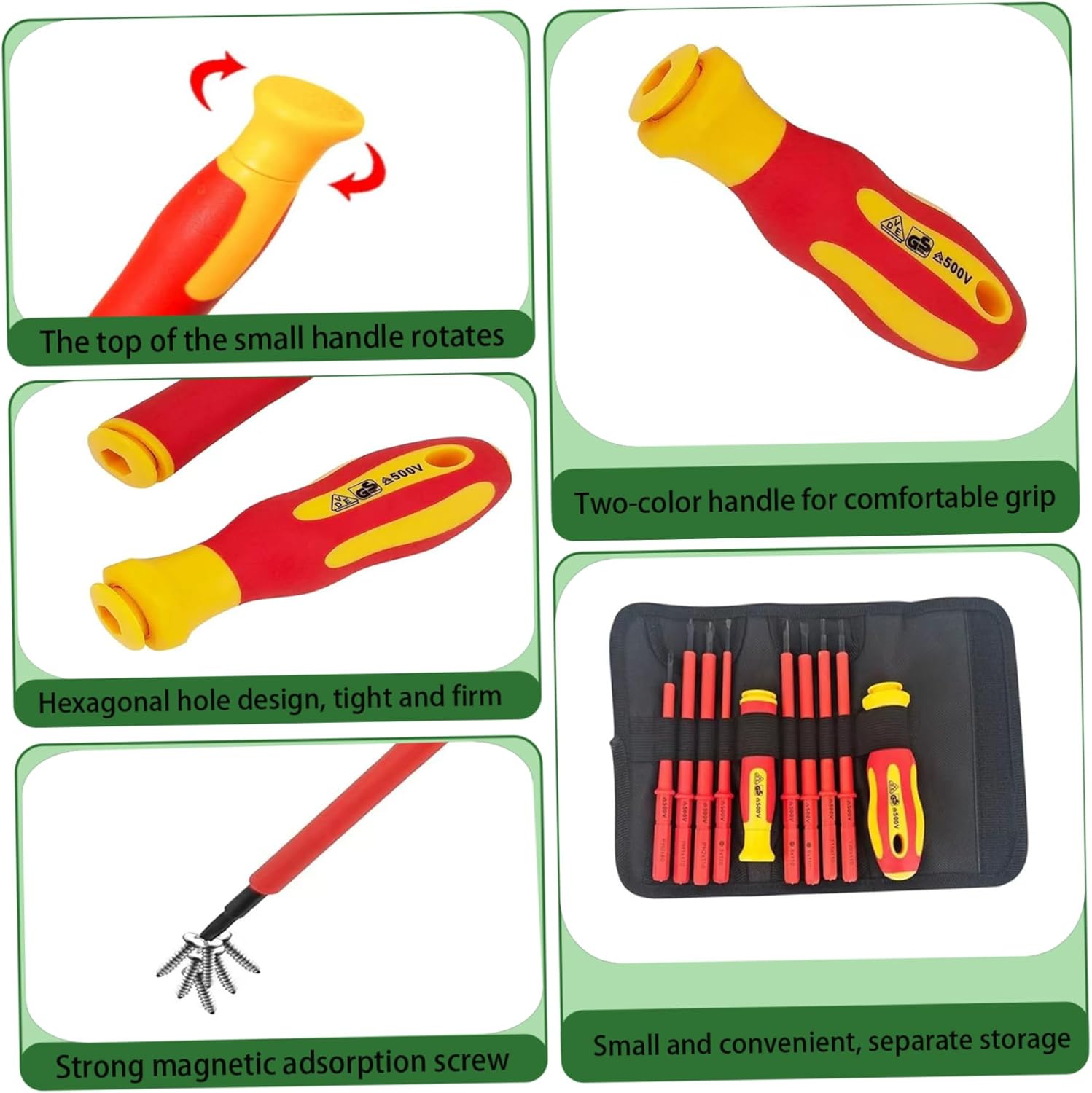 ⚡ Elektro & Technik – Elektro-Schraubendreher-Set, 10-teilig, Elektriker-Werkzeug-Set, austauschbare Elektro-Schraubendreher-Sets, isolierte Sets, hohe Härte elektrisch – Bild 5