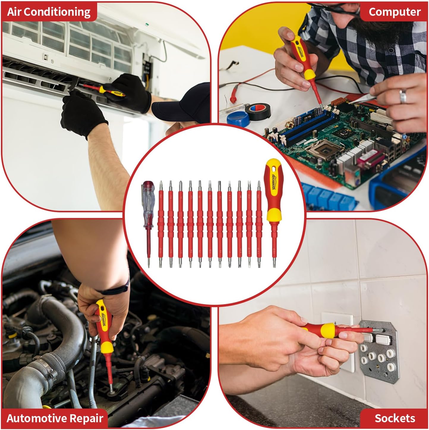 ⚡ Elektro & Technik – 26-teiliges isoliertes Schraubendreher-Set, Schraubendreher-Set mit Aufbewahrungsbox, Spannungsprüfer, Elektriker-Schraubendreher für Heimwerker-Reparaturen – Bild 6