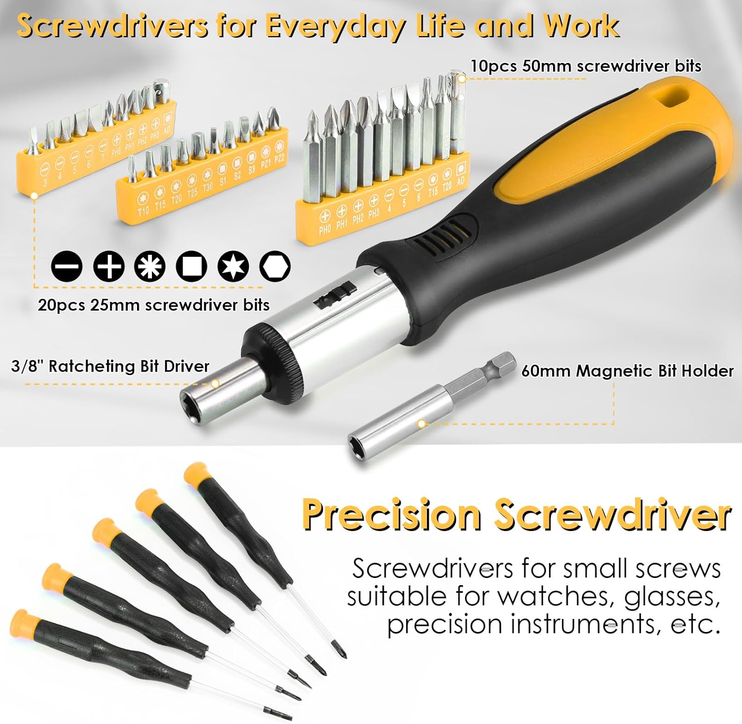 ⚒️ Bau & Montage – TLGREEN 198-teiliger, gefüllter Werkzeugkasten, Haushaltswerkzeug-Set mit Ratsche, Steckschlüssel-Set, Schraubendreher, Universal-Werkzeug-Sets – Bild 8