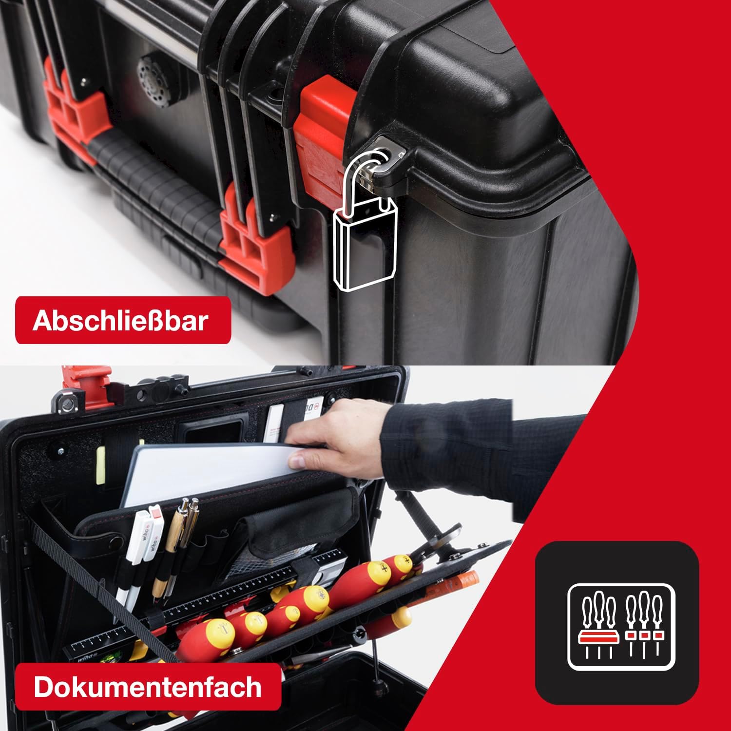 ⚡ Elektro & Technik – Wiha Werkzeugkoffer XL 2 Trolley elektrisch 60-tlg. I Werkzeugtrolley für Elektriker I Werkzeugkasten mit Elektriker Werkzeug + Spannungs- und Durchgangsprüfer I Spannungsprüfer zweipolig – Bild 6