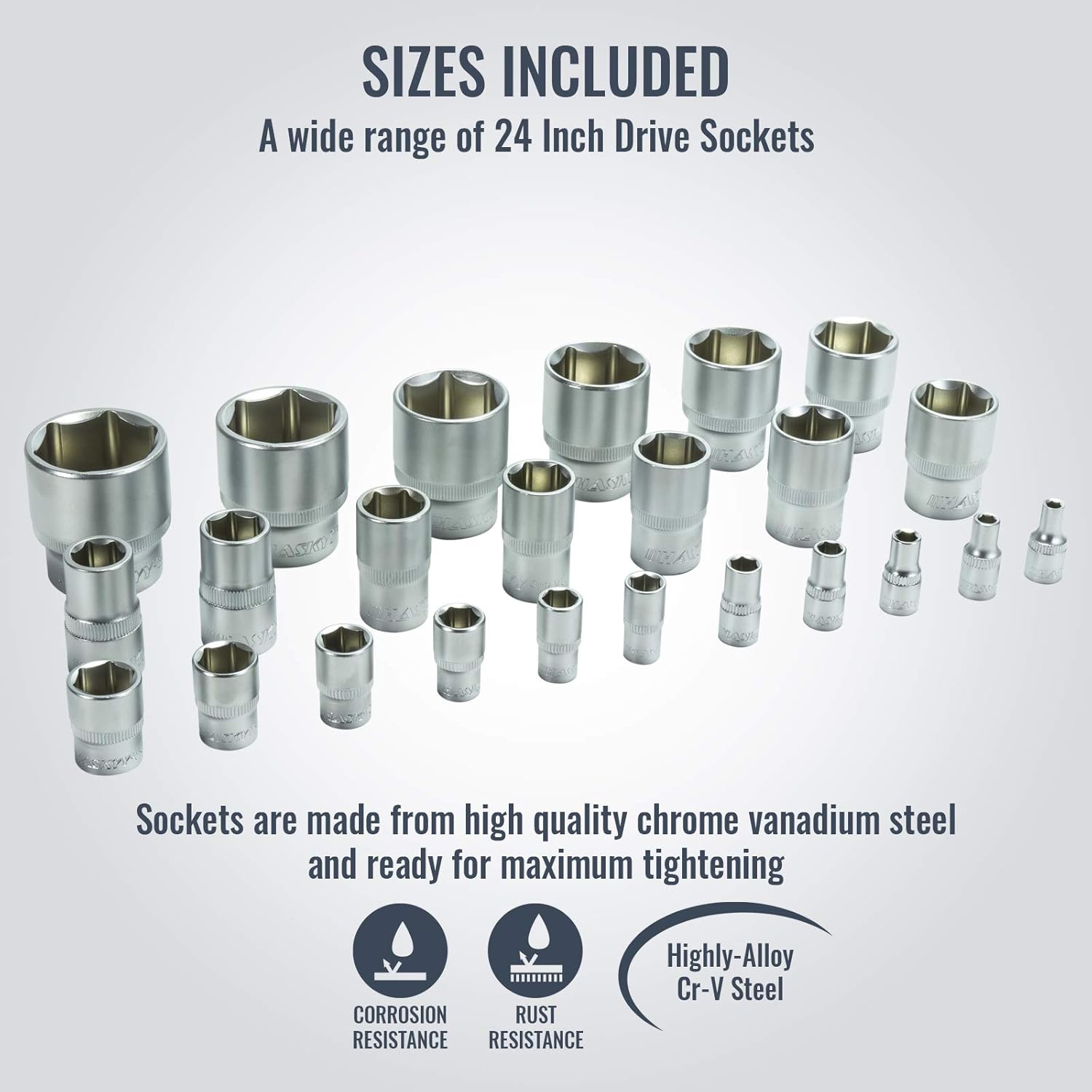 🚗 KFZ & Werkstatt – HASKYY Inch Tool Set Socket Spanner 24-Piece Sockets 5/32-1.1/4 Inch with Ring Ratchet Wrench 12-Piece Set 1/4-1 Inch US Vehicles Tool Set – Bild 6