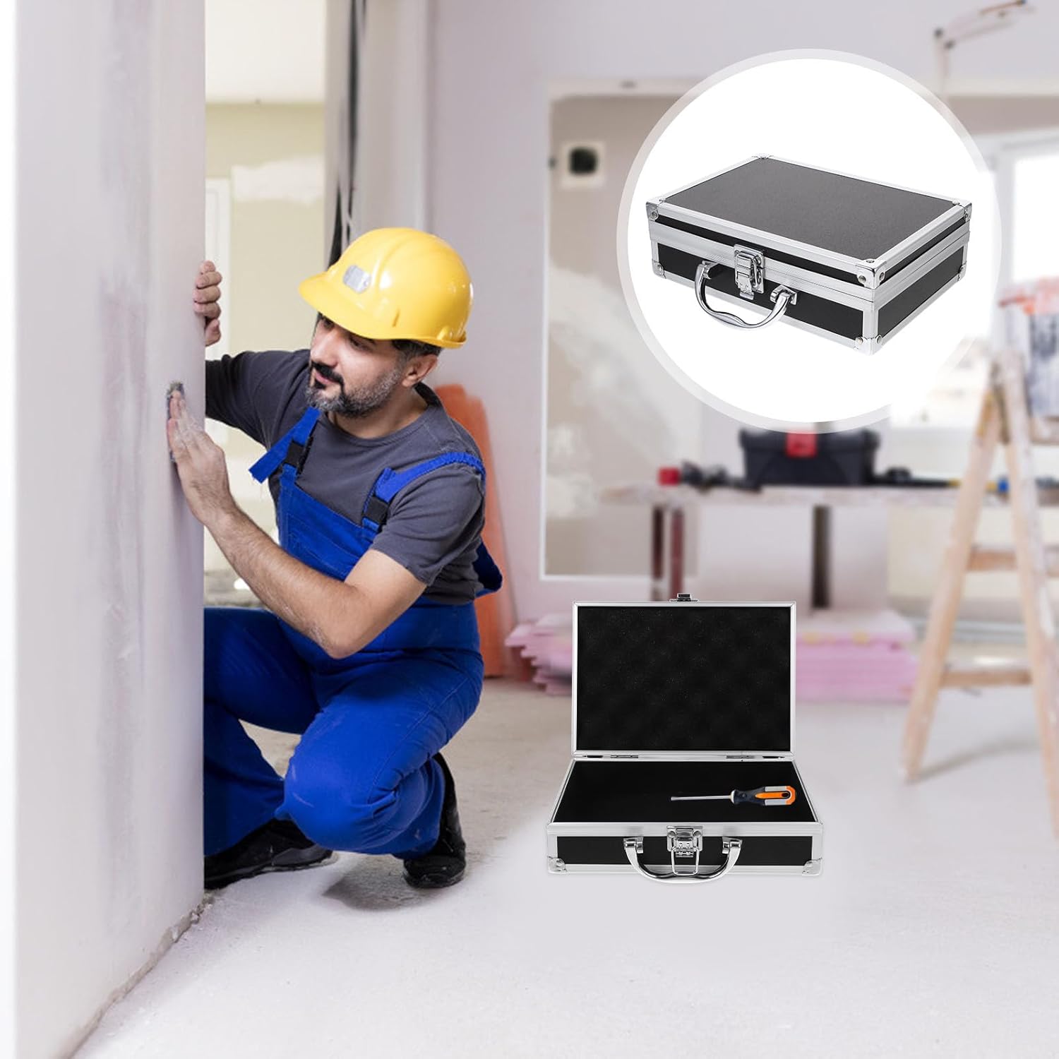 ⚡ Elektro & Technik – Yardenfun Tragbarer Aluminium Werkzeugkoffer mit Hartschale Multifunktionale Aufbewahrungsbox 23X16X7cm Schwarzer Metallkoffer für Elektriker und Werkzeugzubehör – Bild 9