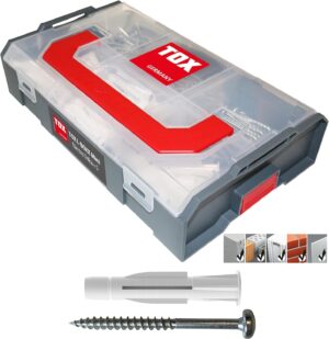 ⚡ Elektro & Technik – TOX L-BOXX Mini - Electro Trika + S, Compact M, effektive Dübelbox, unterteilt in bis zu 6 Fächer, Schrauben- und Dübelset zur Befestigung in fast allen Baumaterialien, 232-teilig, 094901301, grau