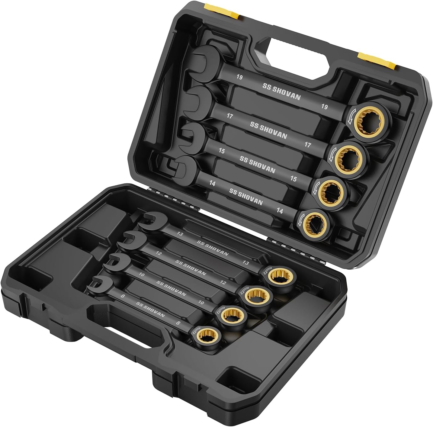 ⚡ Elektro & Technik – 8-teiliges Ratschenschlüssel-Set 8-19 mm, Maul-Maulschlüssel-Satz mit 72 Zähnen, Cr-V mit Aufbewahrungsbox, metrische Größe 8, 10, 12, 13, 14, 15, 17, 19 mm – Bild 8