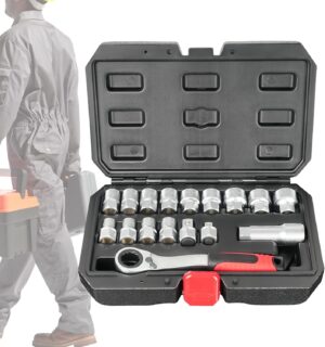 ⚒️ Bau & Montage – Hugsweet Schraubenschlüssel- und Steckschlüsselsatz, mechanischer Werkzeugkasten, Werkzeugsatz für Montage, Wartung, Installation von Motoren, Geräten, Sanitärleitungen