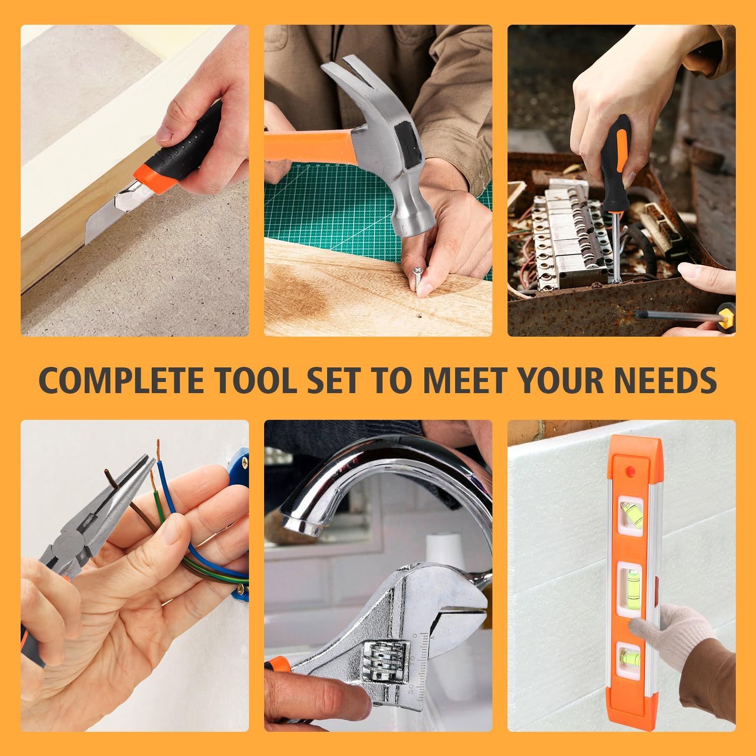 🔥 Angebote & Aktionen – Tool Box 247 Pieces, Sturdy Case Tool Set with Wrench, Hammer, Pliers, Screwdrivers and Much More, Stackable Plastic Case for Home, Garage and Workshop – Bild 5
