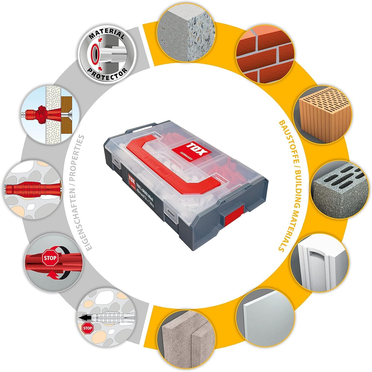 🔥 Angebote & Aktionen – TOX L-BOXX Mini Allround Tri + Trika Dowel Assortment, 200 Pieces, Adjustable, Stackable M, with All-Purpose Dowel Tri + Trika in Various Sizes for Fixings in Almost All Building Materials, 094900301 – Bild 3