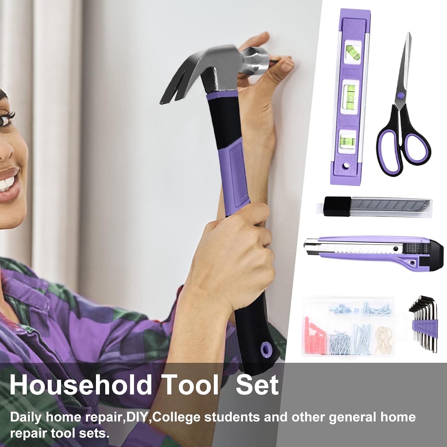 🔥 Angebote & Aktionen – Purple Tool Set, 223 Pieces Tool Set for Women, Tool Set with 13 Inch Wide Mouth, Purple Tool Bag, The Basic Tool Set is Perfect for Home Maintenance – Bild 5