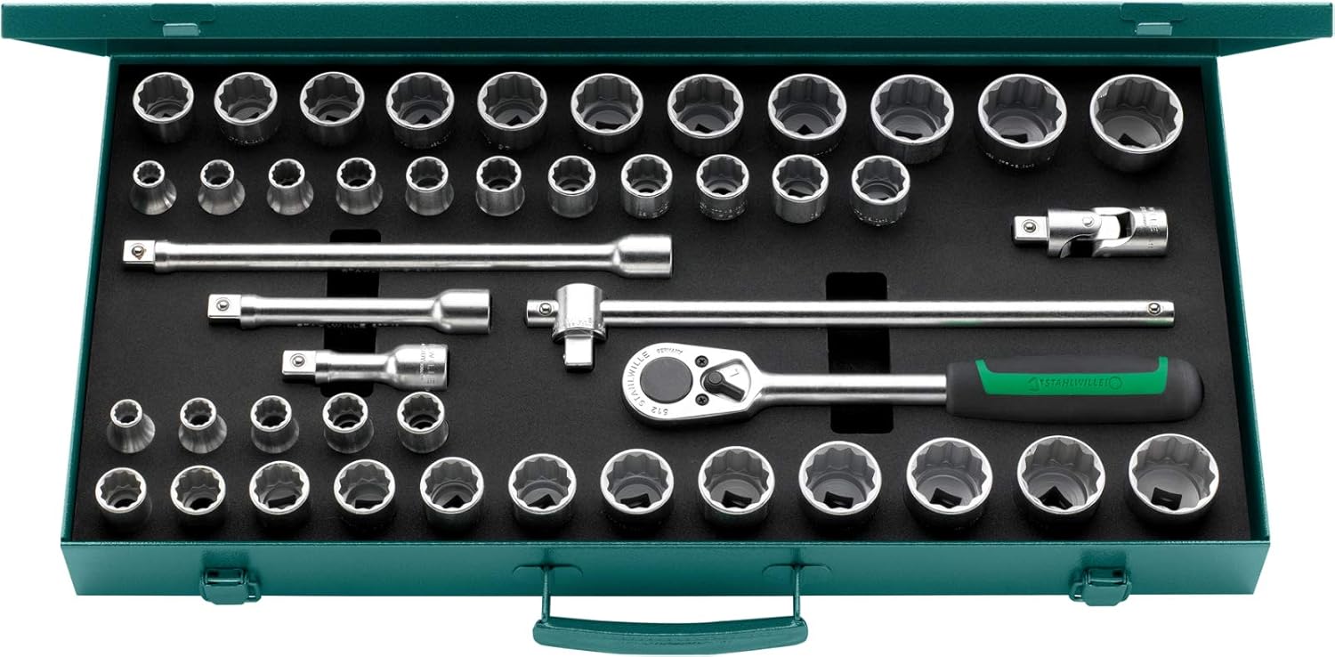 🚗 KFZ & Werkstatt – Stahlwille STW50MA396N 50MA396N Socket Set of 45 Bi-Hexagon AF/Metric, Silver