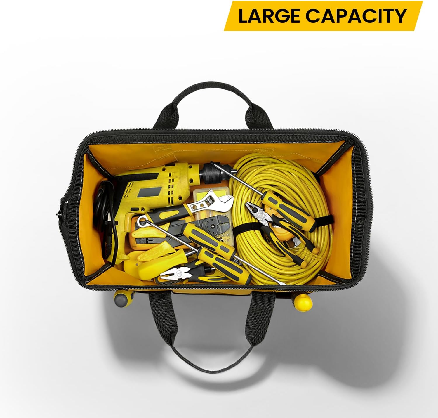 ⚒️ Bau & Montage – Große Werkzeugtasche, gelbe Werkzeugtaschen für Herren, strapazierfähig, 44 cm, grün, 1680D Polyester, ideal für Heimwerker und Handwerker – Bild 7
