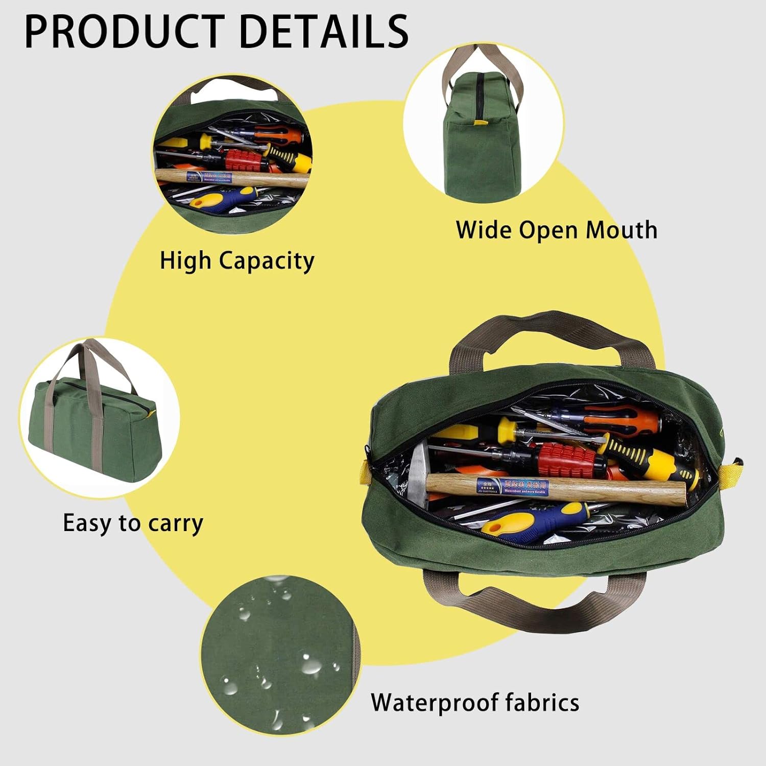 🔥 Angebote & Aktionen – Tool Bag, 14 Inch Organizer, 36 x 13 x 20.5 cm, Heavy Duty Storage Bag, Wide Mouth Plumbing Tool Bag – Bild 3