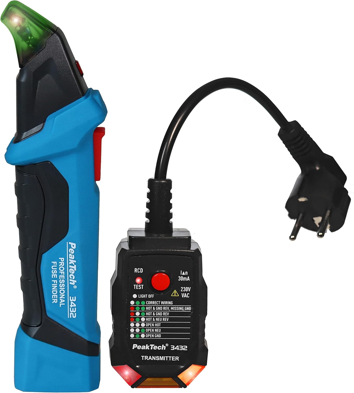 ⚡ Elektro & Technik – PeakTech 3432 Sicherungsfinder, Detektor für Stromkreise, berührungsloser Spannungsprüfer mit Steckdosenprüfer für 230 V Schuko – NCV Phasenprüfer / Leitungsdetektor / Stromprüfer