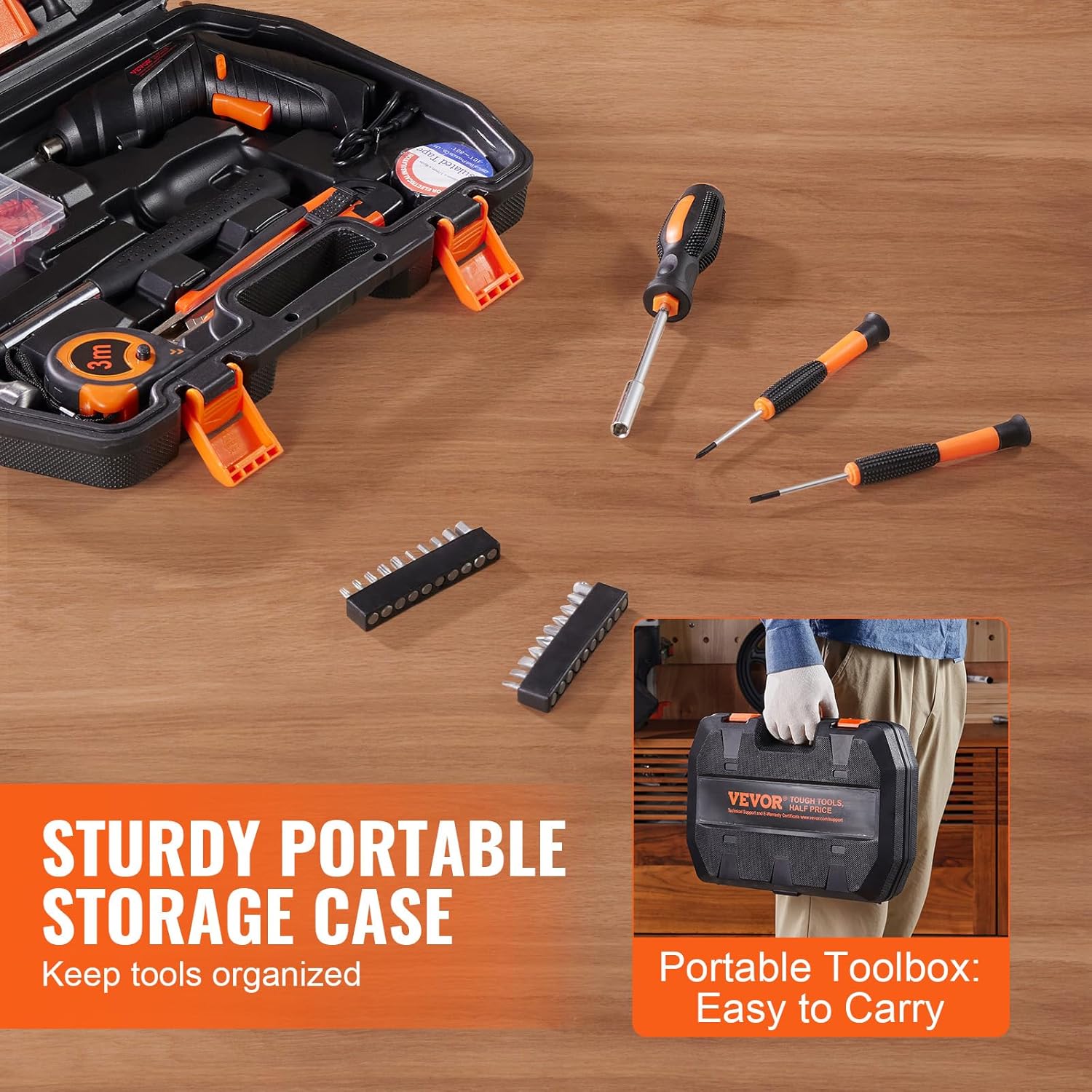 🔥 Angebote & Aktionen – VEVOR 96 Piece Household Hand Tool Set with Cordless Screwdriver and Portable Tool Case, High Quality Steel for Home Maintenance, DIY Projects and Car Repairs – Bild 6