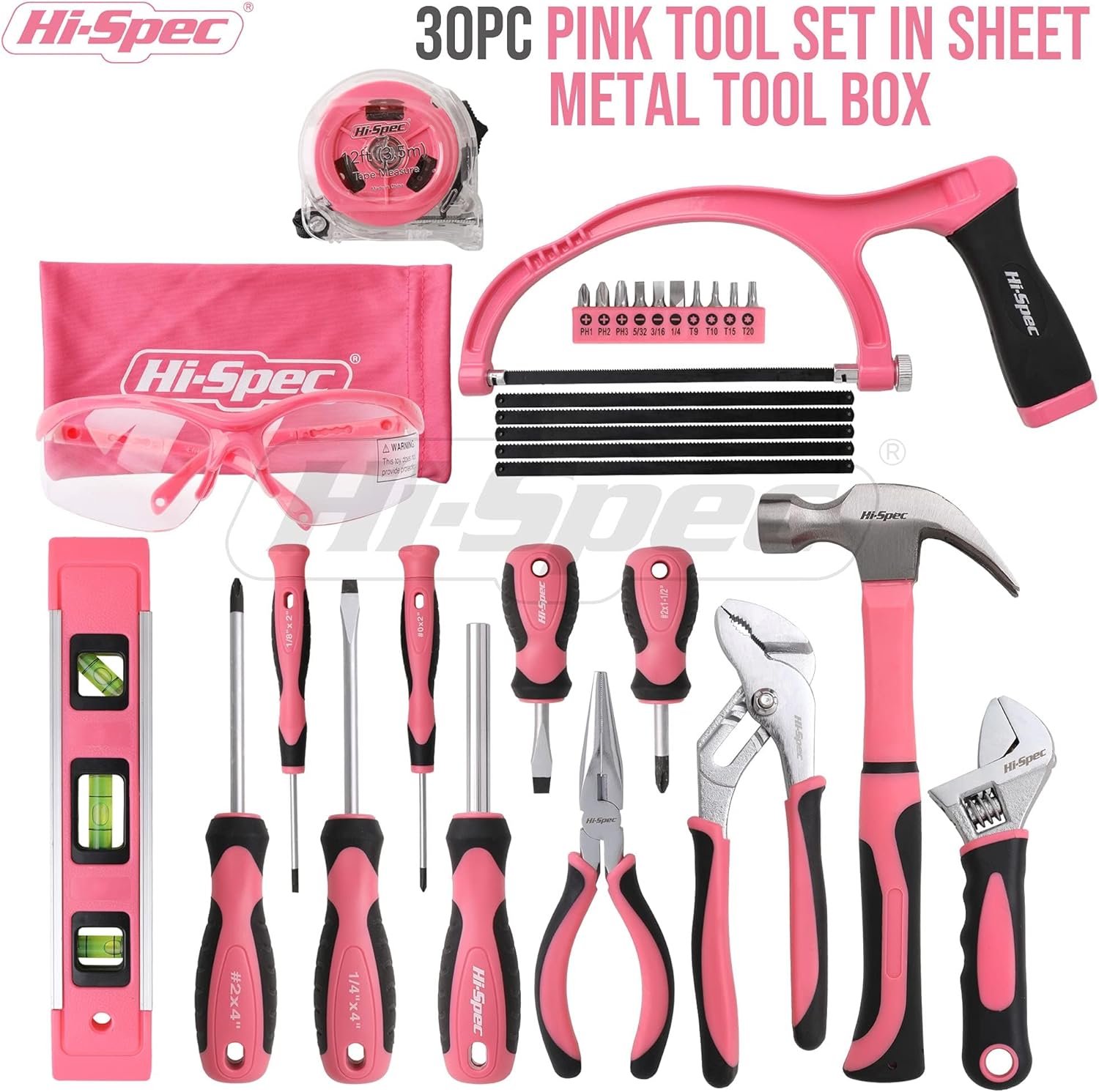 🔥 Angebote & Aktionen – Hi-Spec 30pcs Pink DIY Repair Tool Set in Metal Case Complete Hand Tool for Women Home Office Beginners – Bild 2