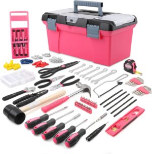 🔥 Angebote & Aktionen – Apollo 170 Pink Complete Household Tool Kit with Pink Tools, Wall Hanging Kit and Tool Box for Everyday DIY Work and More for Women and Girls
