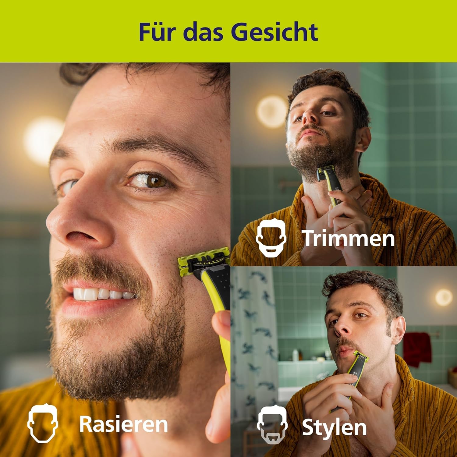⚡ Elektro & Technik – PHILIPS OneBlade 360 Face & Body Elektrorasierer, Trimmer & Body Groomer, 3 x 360 Klingen, 4 x Trimmaufsätze (1/2/3/5 mm), 2 x Körperaufsätze, Nass- und Trockenrasur für Gesicht und Körper (QP2834/31) – Bild 3