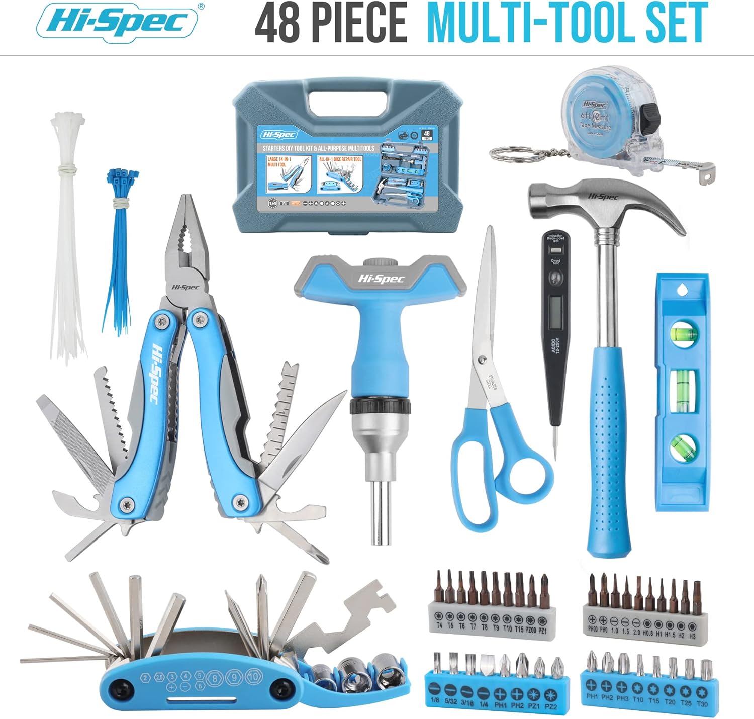 🔥 Angebote & Aktionen – Hi-Spec 48-Piece Blue Tool Set in Tool Box Leisure Set for Bicycle Repair and Camping Suitable for Students, Starter or Trainees, Nature Lovers – Bild 2