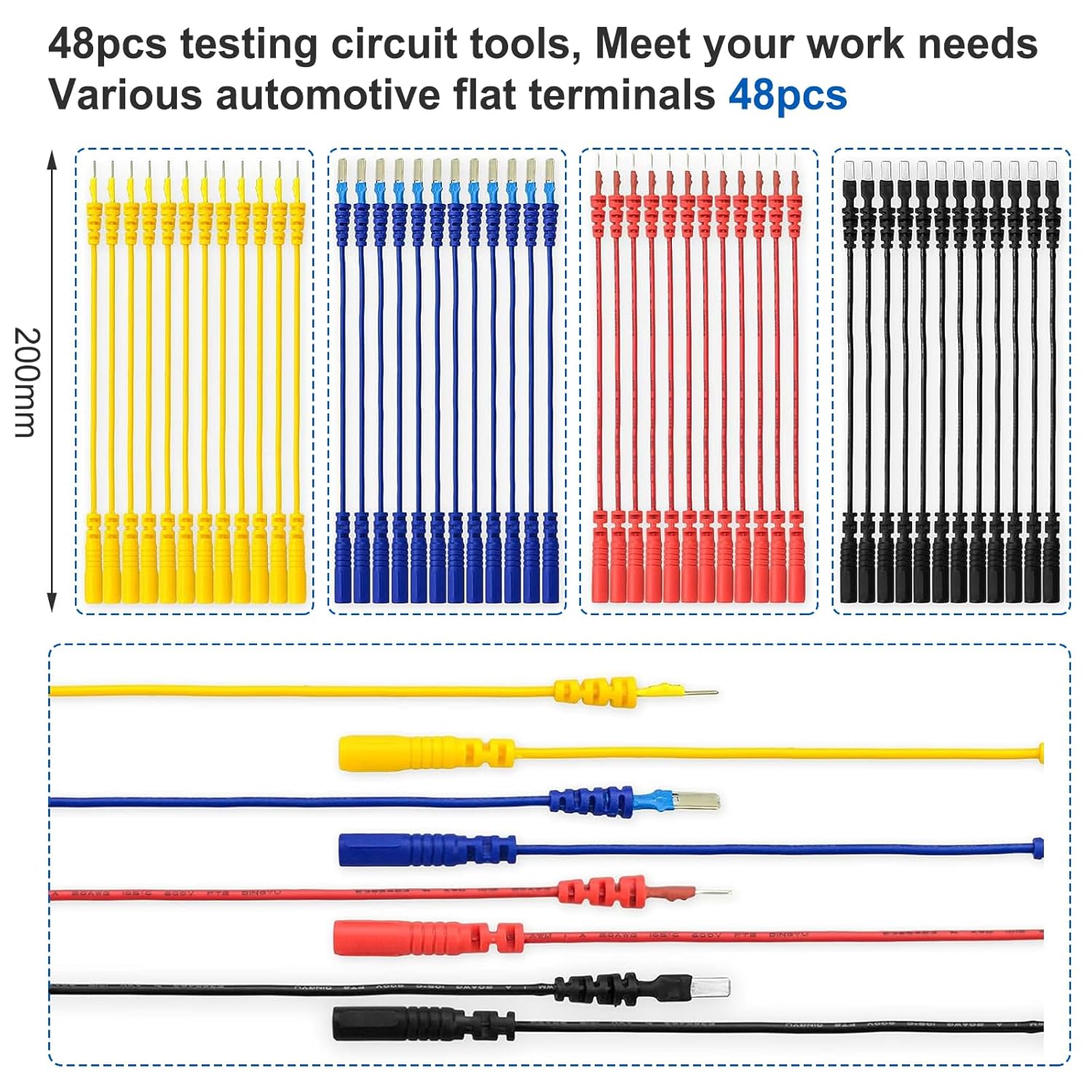 🚗 KFZ & Werkstatt – 92 Multimeter Test Leads Set, Test Lead Set with 72 Connections, Crocodile Clip and Test Probes for Car Fault Diagnosis/Tool Box, Cable Set, Fault Diagnosis Test Cable – Bild 4