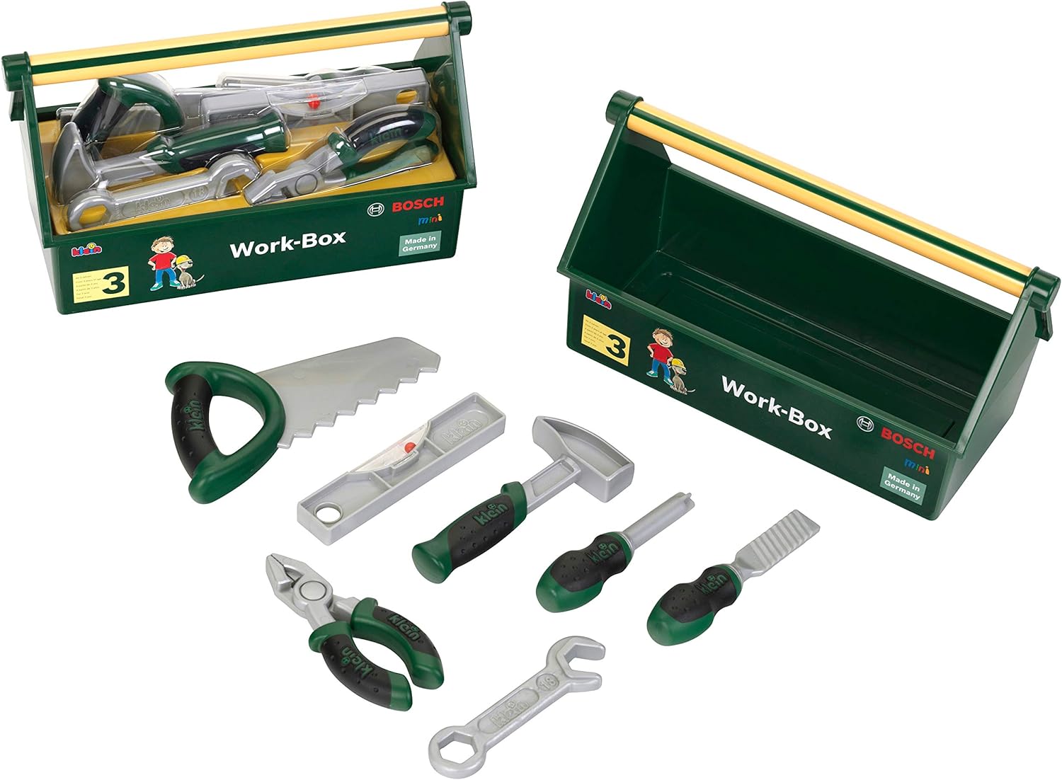 ⚒️ Bau & Montage – Theo Klein 8573 Werkzeugkasten | 7-teiliges Werkzeugset | Stabile Box mit praktischem Tragegriff | Abmessungen: 30,25 cm x 14 cm x 17,25 cm | Spielzeug für Kinder ab 3 Jahren – Bild 4
