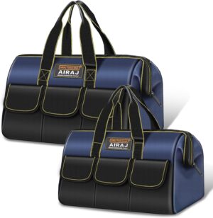 ⚒️ Bau & Montage – Werkzeugtasche 2 Stück | AIRAJ 16 und 18 Zoll Werkzeugtasche große Öffnung | Hochwertiger Oxford-Stoff | Leicht zugängliche Tools | Werkzeugkasten | Werkzeug-Organizer | Verabschieden Sie sich von Unordnung