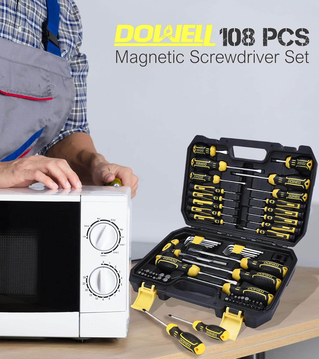 ⚡ Elektro & Technik – DOWELL Magnetischer Schraubendreher-Satz Schlitz/Phillips/Torx, 108-teiliger Stubby-Schraubendreher, Mini-Präzisions-Schraubendreher-Bits-Set – Bild 6