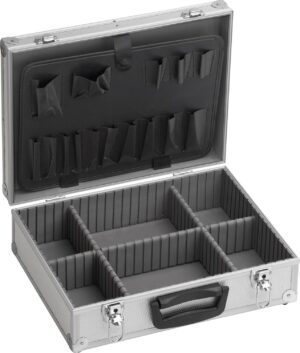 ⚡ Elektro & Technik – Meister Werkzeugkoffer leer, 395 x 300 x 130 mm, verstärkter Rücken, einzelne Fächer, abschließbar, Werkzeugkasten, Organizer, leerer Aluminiumkoffer, 9095330