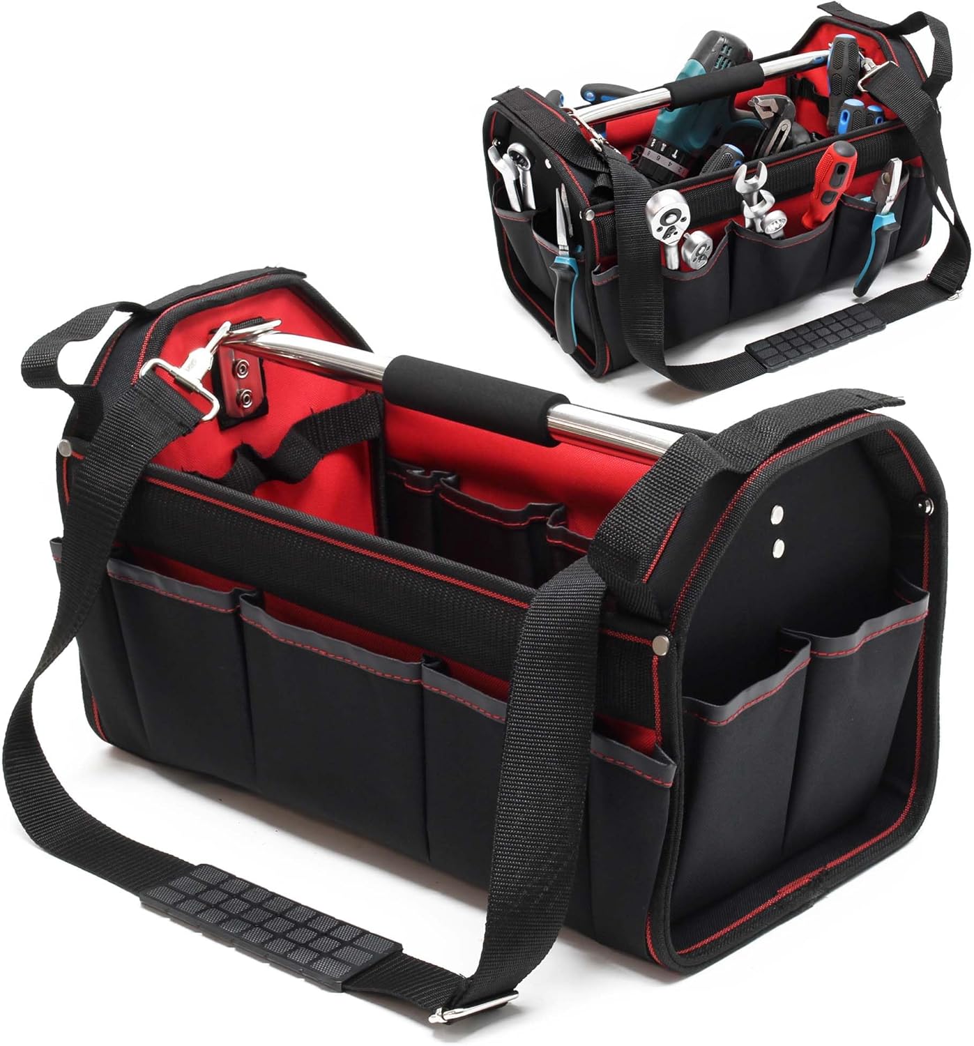 ⚡ Elektro & Technik – L-Werkzeugtasche mit verstellbarem Schultergurt und Tragegriff, Innen- und Außentaschen