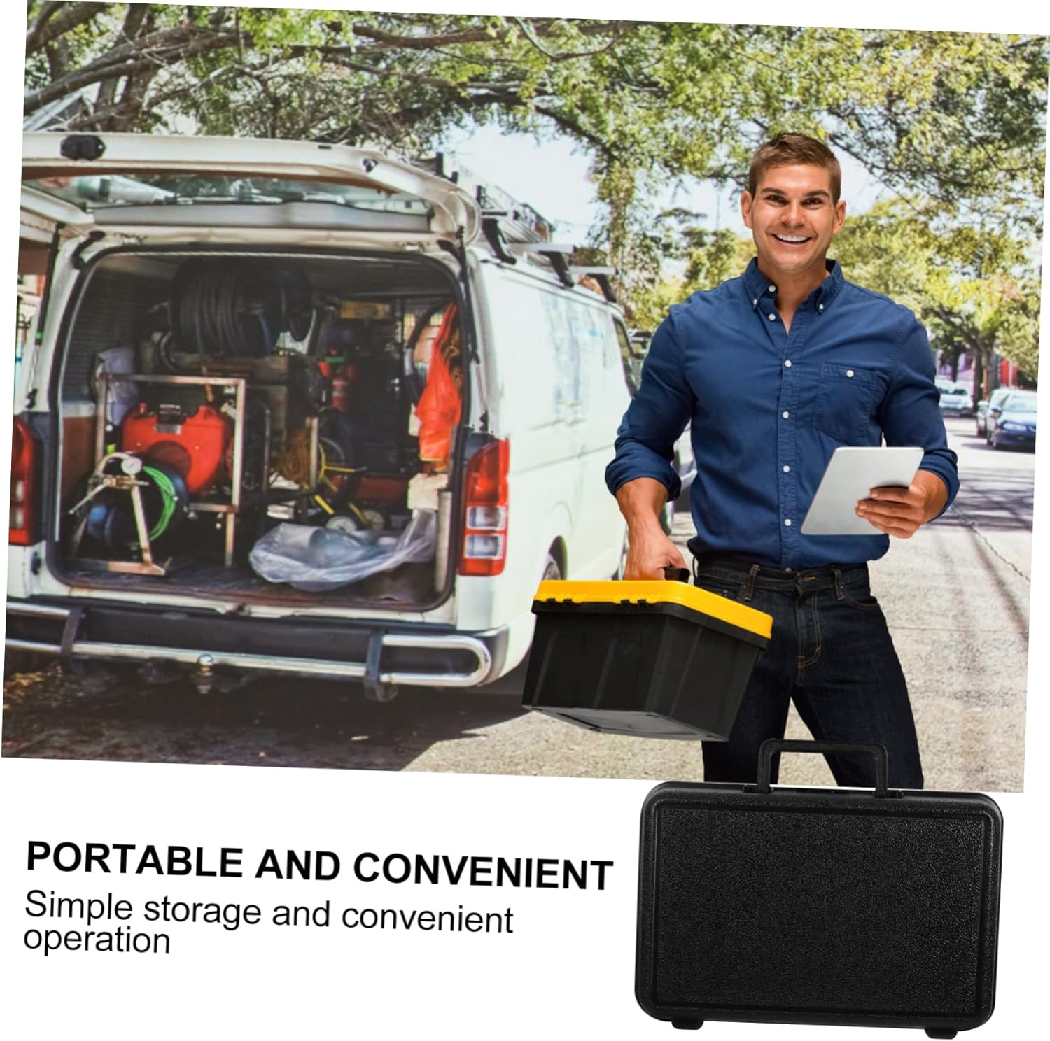 🚗 KFZ & Werkstatt – NUOBESTY 1 x Plastic Tool Box Water Garage Outdoor Weatherproof Car Tools Portable Mechanical Tools Key Case Tool Box Storage Container ABS Plastic Black – Bild 2