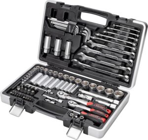 🚗 KFZ & Werkstatt – Inch Tool Set, 92 Pieces, Removable Bit Holder for Inch Bits, Fine Toothed Ratchets, Facilitates Controlled Screwing, Chrome Vanadium Steel